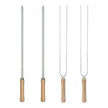 Kit 4 Espetos De Aço 55cm Para Churrasco