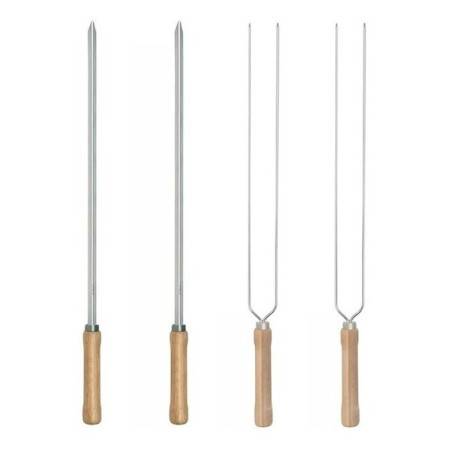 Kit 4 Espetos De Aço 55cm Para Churrasco