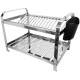 Escorredor com porta talheres - 16 pratos - Inox