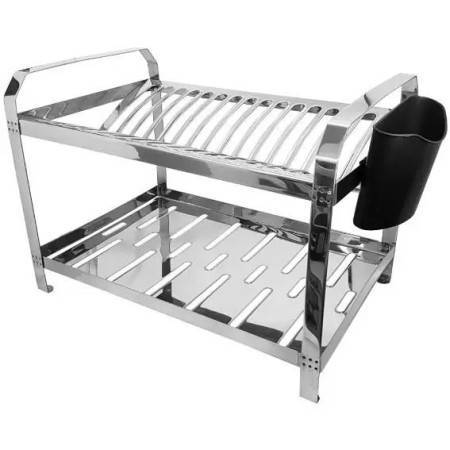 Escorredor Louca Inox 10 Pratos Cozinha Porta Talher Bandeja - R$ 389,95