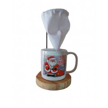 Suporte para café + caneca Papai Noel