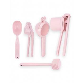 Kit 5 utensílios de cozinha rosa