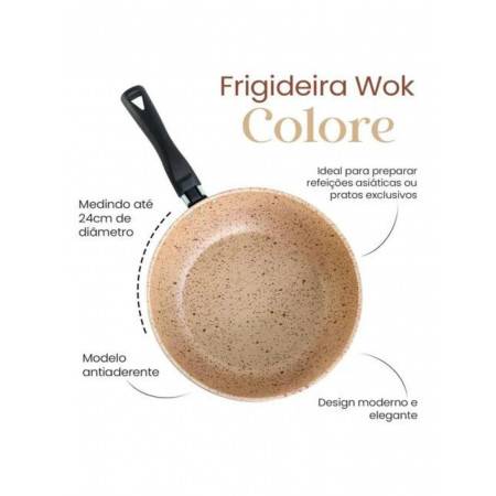 Frigideira Wok 24 cm bege stone