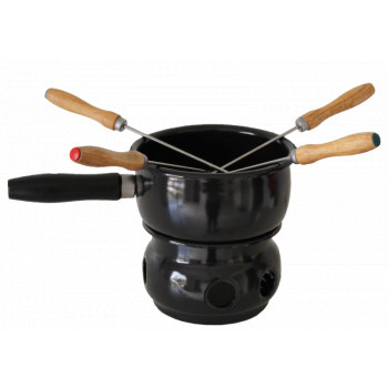 Conjunto para fondue esmaltado preto
