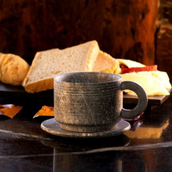 Xícara de Chá com Pires em Pedra Sabão Servir Decorar 200ml