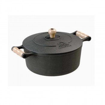 Caçarola de ferro fundido com alças de Madeira 30 cm - Libaneza