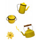 Kit para café esmaltado com 3 peças - amarelo granitado