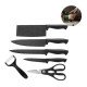 Kit Faqueiro Chef 6 Peças Preto Cozinha Em Aço Inox Churrasco Legumes