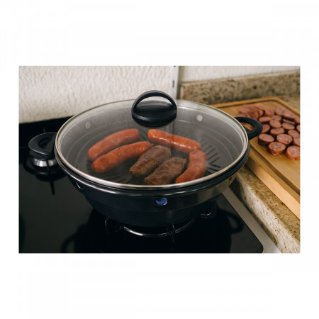 Churrasqueira de fogão esmaltada com tampa de vidro