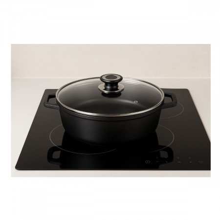 Risoteira de ferro fundido com tampa de vidro 28 cm