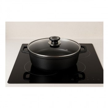 Risoteira de ferro fundido com tampa de vidro 28 cm