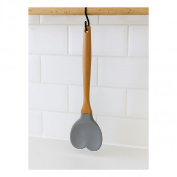 Espátula Coração Silicone Bambu 32cm