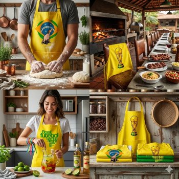 Avental Brasil Futebol para Churrasco Cozinha e Área Gourmet
