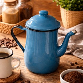 Bule Esmaltado 1,25L Indução | Não Enferruja, Ideal para Café e Chá – Com Tampa