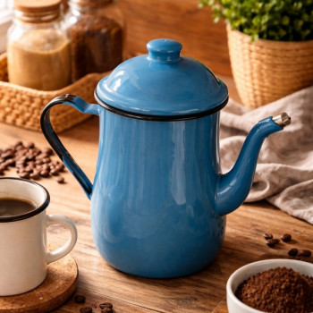 Bule Esmaltado 1,25L Indução | Não Enferruja, Ideal para Café e Chá – Com Tampa