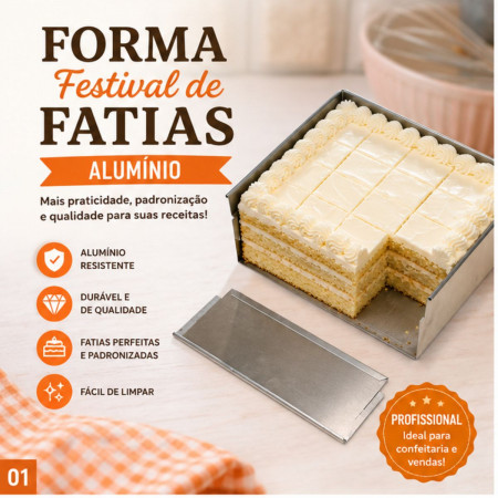 Forma festival de fatias sem tampa 30cmx30cmx10cm