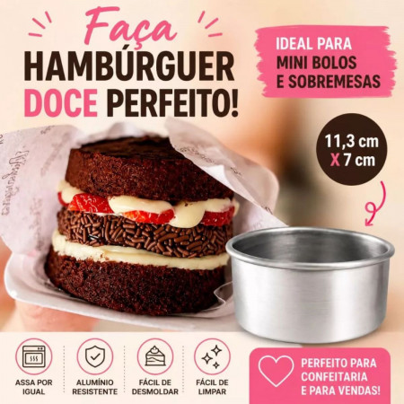 Forma redonda para hambúrguer doce 11,3 x 7