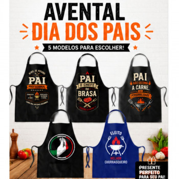 Avental Dia dos Pais Churrasqueiro Oxford com Bolso e Alça Ajustável – Vários Modelos