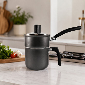 Cuscuzeira Individual Antiaderente 10 cm com Tampa – Cinza ou Vermelha