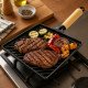 Bifeteira Grill Quadrada de Ferro Fundido Panela Mineira 22 x 22 cm