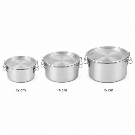 Marmita Redonda de Alumínio com Tampa e Presilha por Encomenda – 12, 14 e 16 cm
