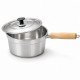 Panela de Alumínio Fundido com Cabo de Madeira e Tampa Leve – 16, 18, 20, 22 e 24 cm
