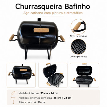Churrasqueira Bafinho em Aço Carbono com Pintura Eletrostática – 46 x 24 x 30 cm
