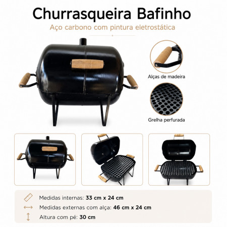 Churrasqueira Bafinho em Aço Carbono com Pintura Eletrostática – 46 x 24 x 30 cm