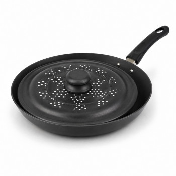 Tampa para Fritura Dona Chefa 24 cm em Alumínio Antiaderente com Furos e Puxador em Baquelite