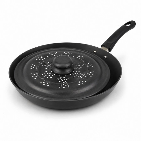 Tampa para Fritura Dona Chefa 24 cm em Alumínio Antiaderente com Furos e Puxador em Baquelite
