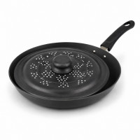 Tampa para Fritura Dona Chefa 24 cm em Alumínio Antiaderente com Furos e Puxador em Baquelite