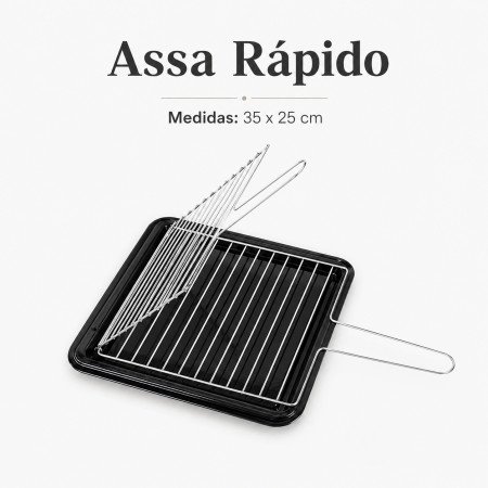 Assa Rápido 35 x 25 cm com Bandeja e Grelha para Assados