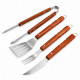 Conjunto para Churrasco Mor 4 Peças em Aço Inoxidável com Cabo de Madeira