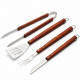Conjunto para Churrasco Mor 4 Peças em Aço Inoxidável com Cabo de Madeira