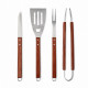 Conjunto para Churrasco Mor 4 Peças em Aço Inoxidável com Cabo de Madeira