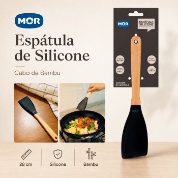 Espátula de Silicone com Cabo de Bambu 28 cm Preta MOR