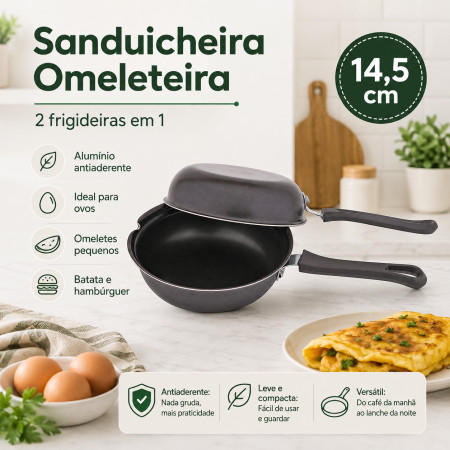 Sanduicheira Omeleteira Dupla Antiaderente 14,5 cm