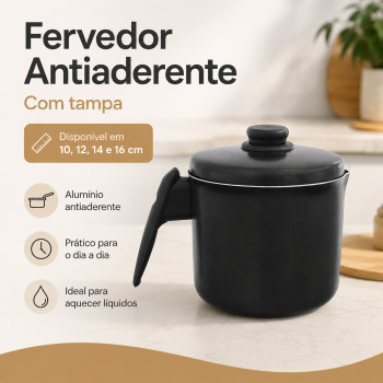 Fervedor Antiaderente com Tampa – 10, 12, 14 ou 16 cm