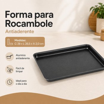 Forma para Rocambole Antiaderente 38 x 26,5 x 2 cm