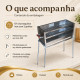 Churrasqueira Espeteira Inox com 2 Grelhas e Pés Dobráveis – 60 ou 90 cm
