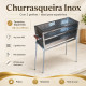 Churrasqueira Espeteira Inox com 2 Grelhas e Pés Dobráveis – 60 ou 90 cm