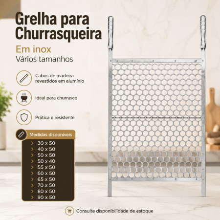 Grelha para Churrasqueira em Inox – Vários Tamanhos e Sob Medida