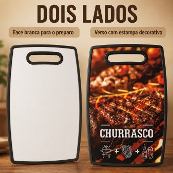 Tábua de Corte Plástica Decorada Churrasco 37 x 23 cm