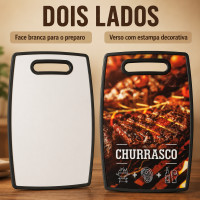 Tábua de Corte Plástica Decorada Churrasco 37 x 23 cm