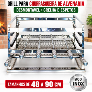 Grill para Churrasqueira de Alvenaria 48 Inox