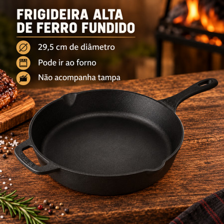 Frigideira de Ferro Fundido com 2 bicos