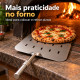 Pá de pizza inox quadrada vazada cabo curto