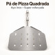 Pá de pizza inox quadrada vazada cabo curto