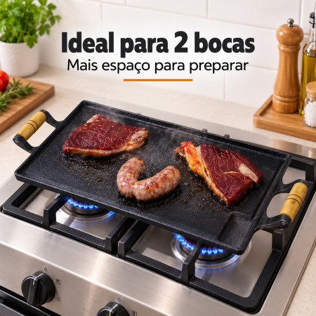 Chapa de ferro para 2 bocas de fogão