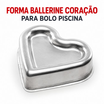Forma Ballerine Coração para Bolo Piscina em Alumínio – 20 cm